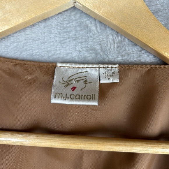 M.J. Carroll Vest M Brown Leather Western‎ Rodeo Bohemian Cottagecore Cowgirl - Picture 4 of 7